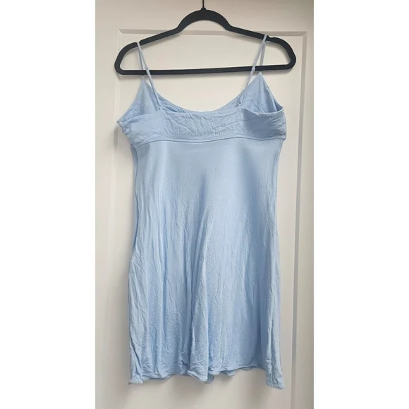 SUNDAY BEST Bonsoir Dress Satin Light Blue Mini Large Aritzia - Picture 7 of 10